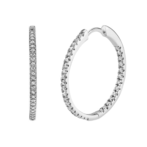 Aro Clásico De Plata Con Pavé De Circonitas 26mm