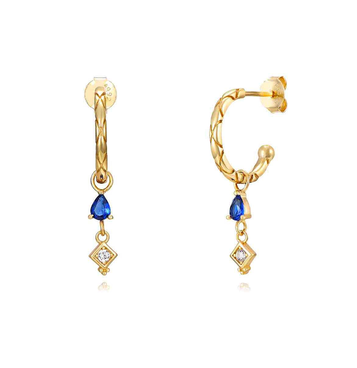 Pendientes Charm Oro Azul