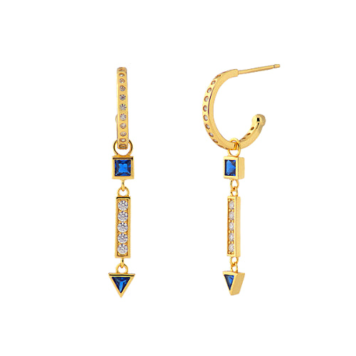 Pendientes Geneve de oro con circonitas azules