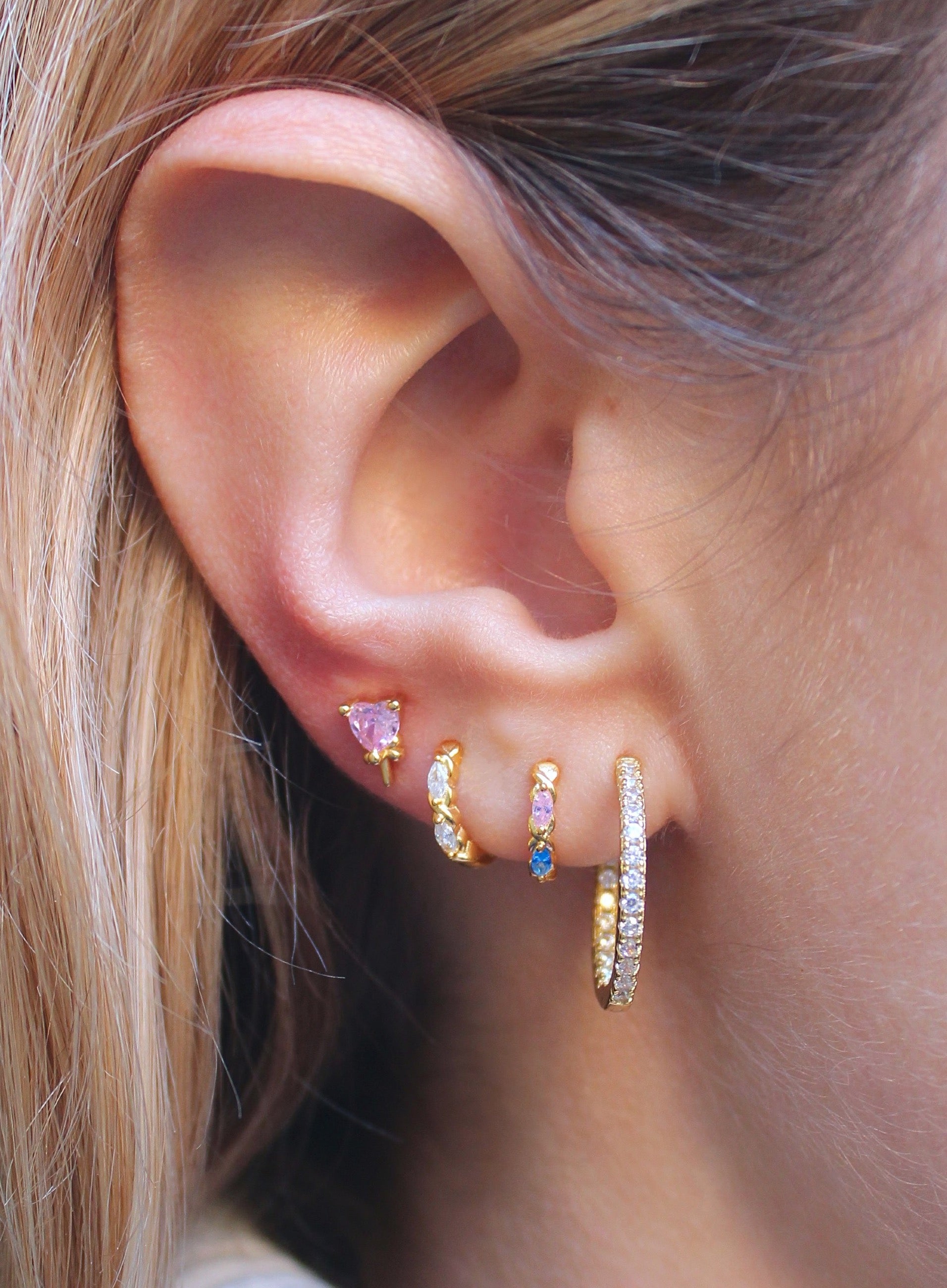 Pendientes Lollypop Corazón Rosa Dorado
