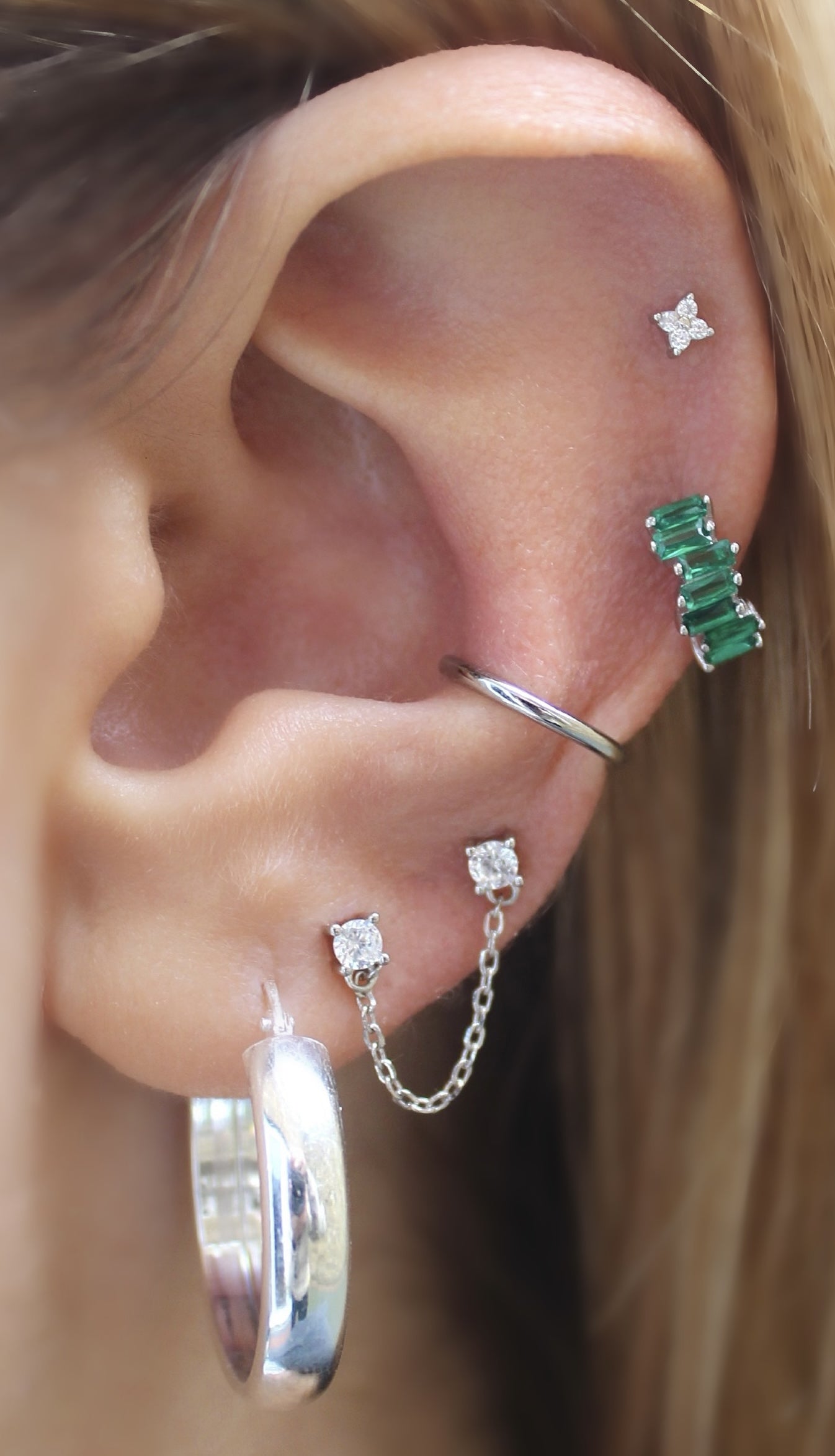 Piercing Barbell Plata Flor