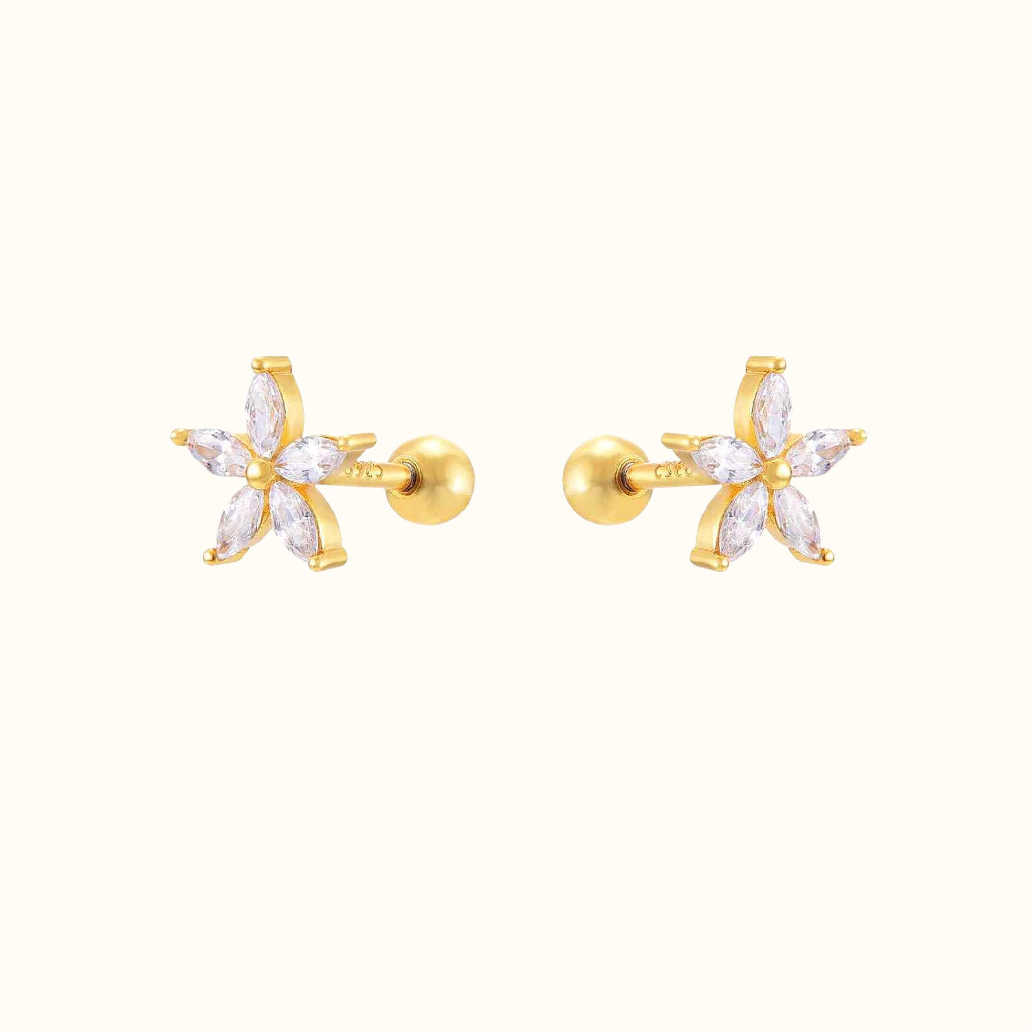 Piercing Barra Estrella de Mar CZ Oro