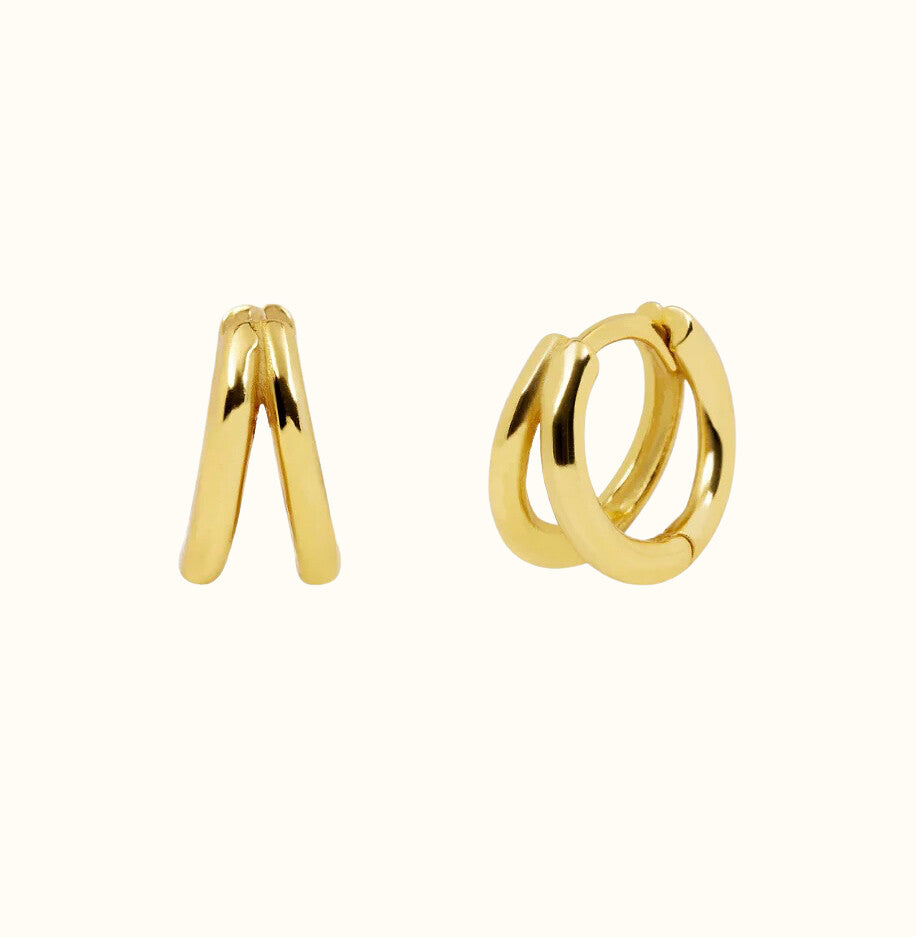 Aros Huggie Doble Oro