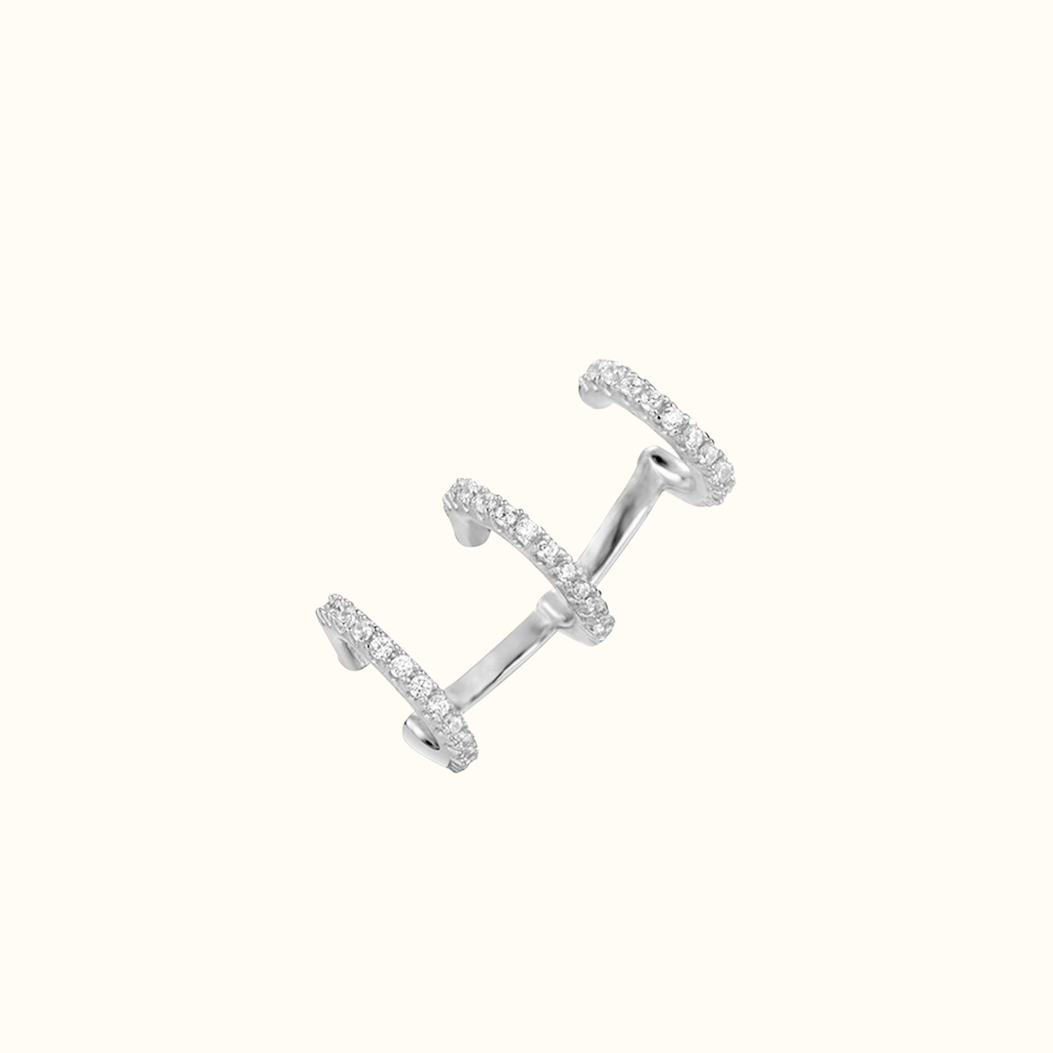 Ear Cuff Triple Escalador De Plata Con Circonitas