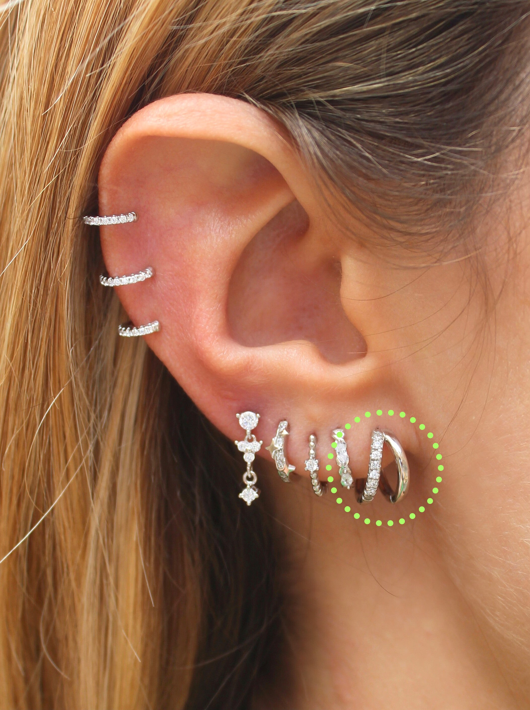 Aros Huggie Doble Pavé Plata