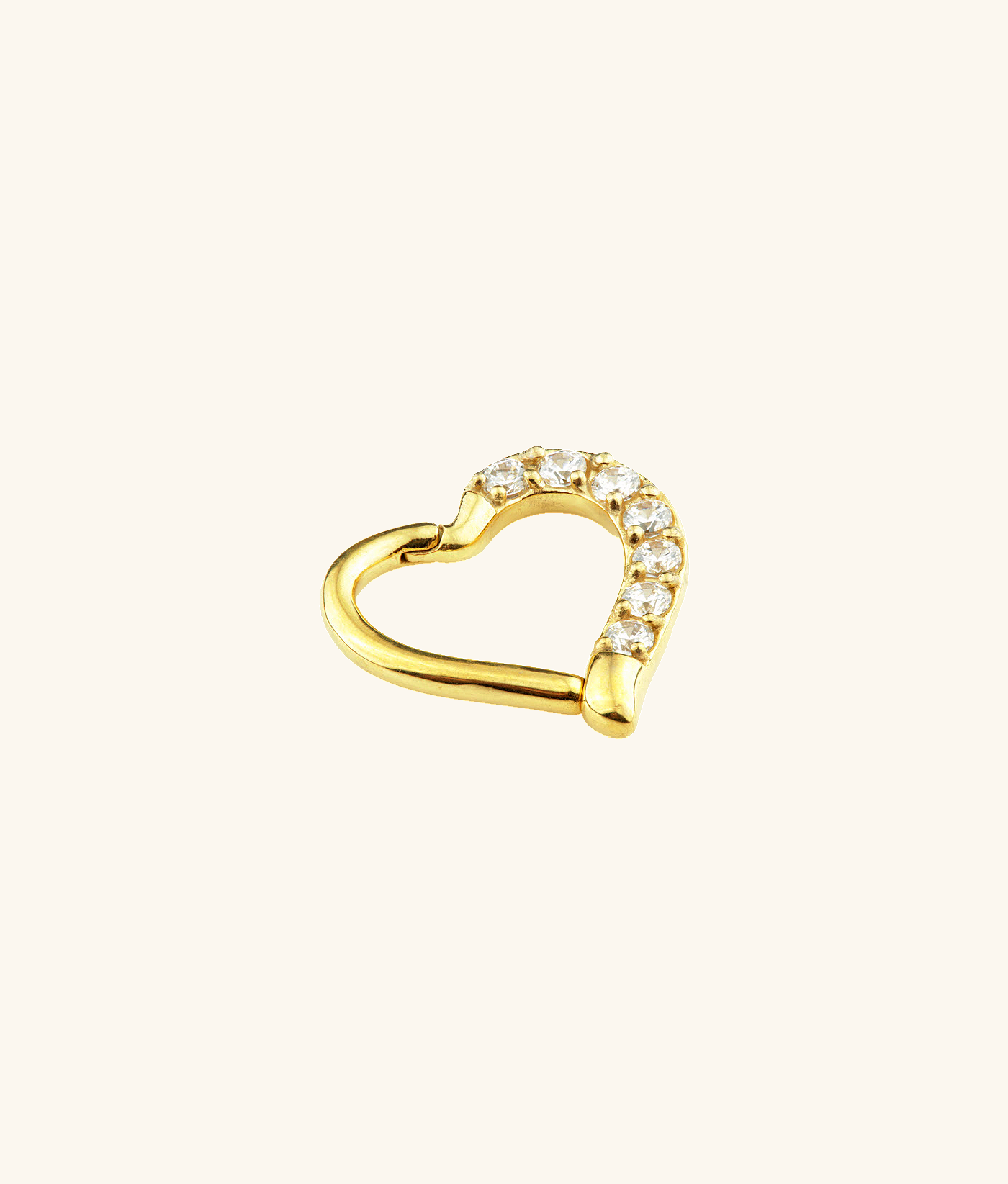 Heart CZ Gold Clicker Hoop