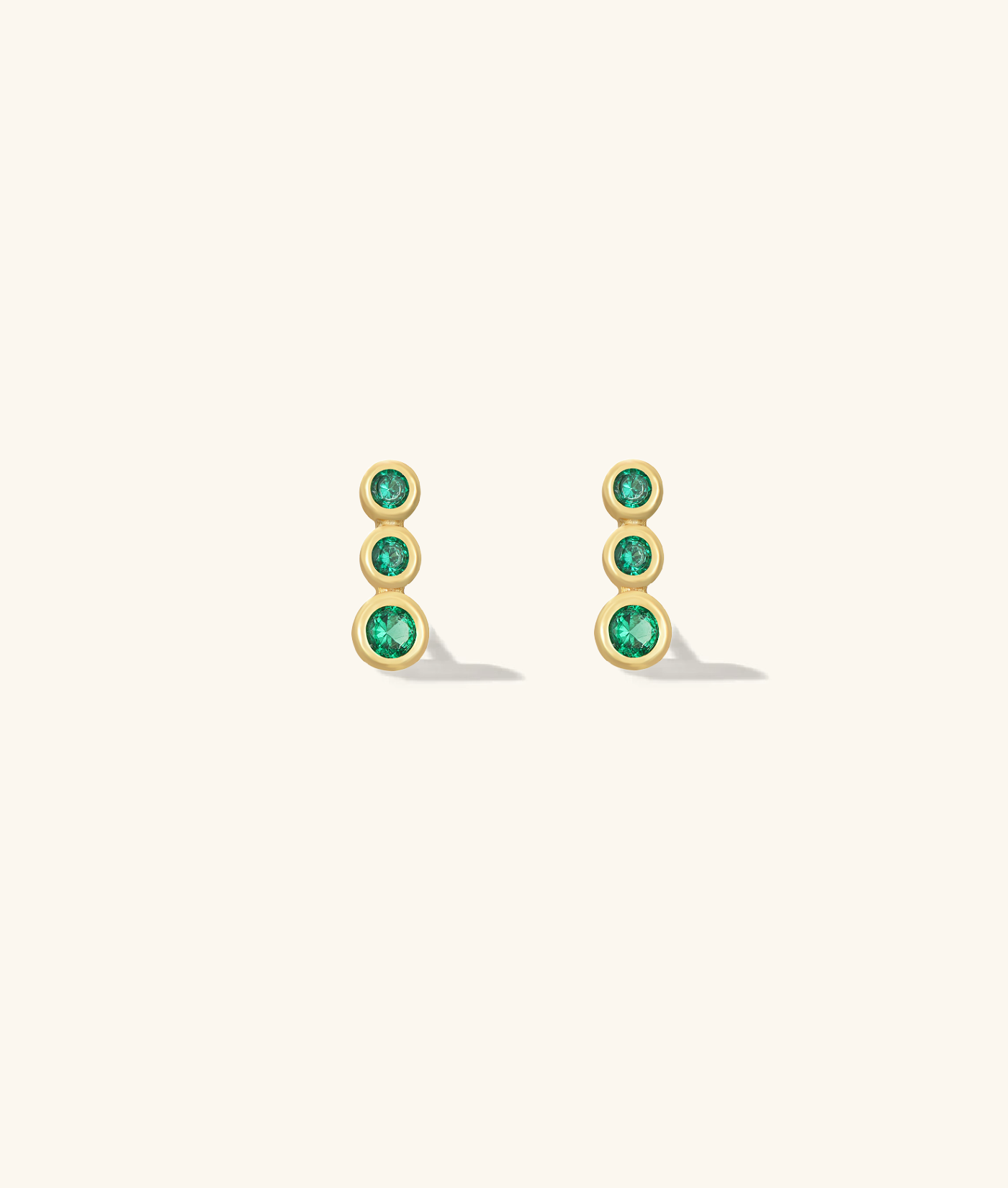 Triple Beaded CZ Green Stud