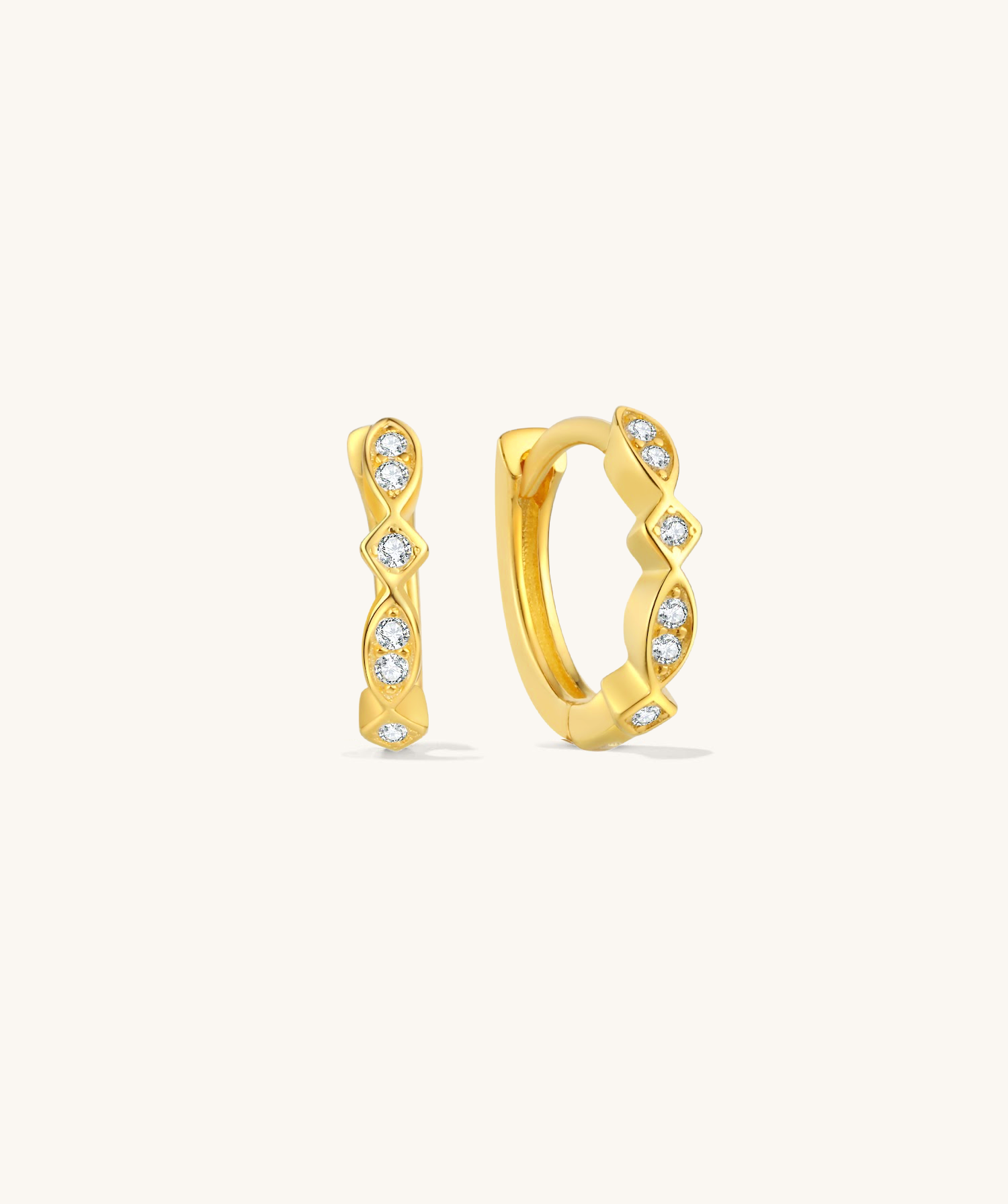 Geometric Pavé Huggies in Gold