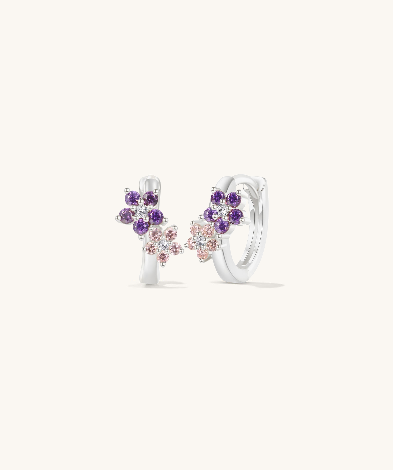 Syringa Silver Huggie Hoops