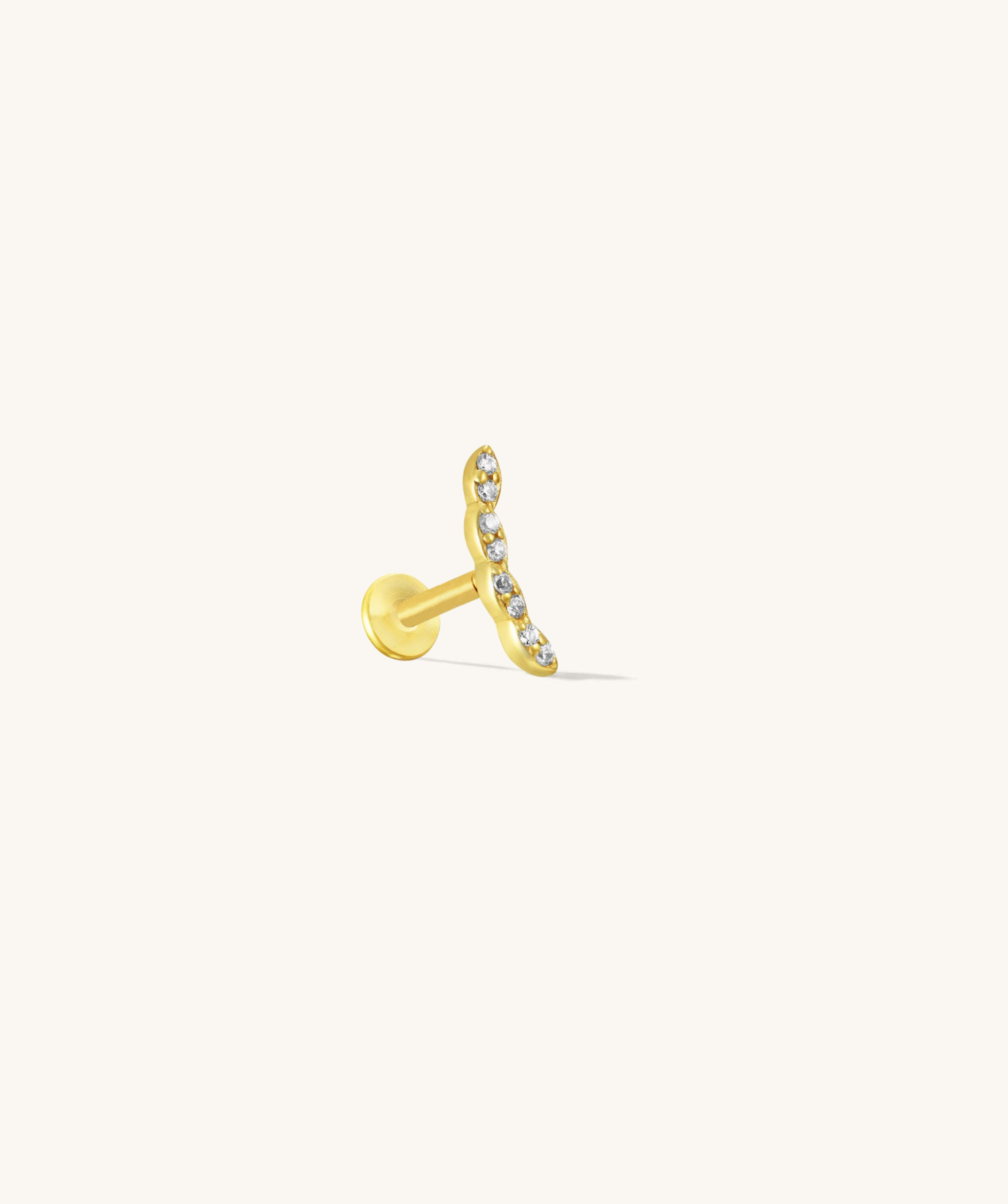 Leafy CZ Gold Flatback Stud