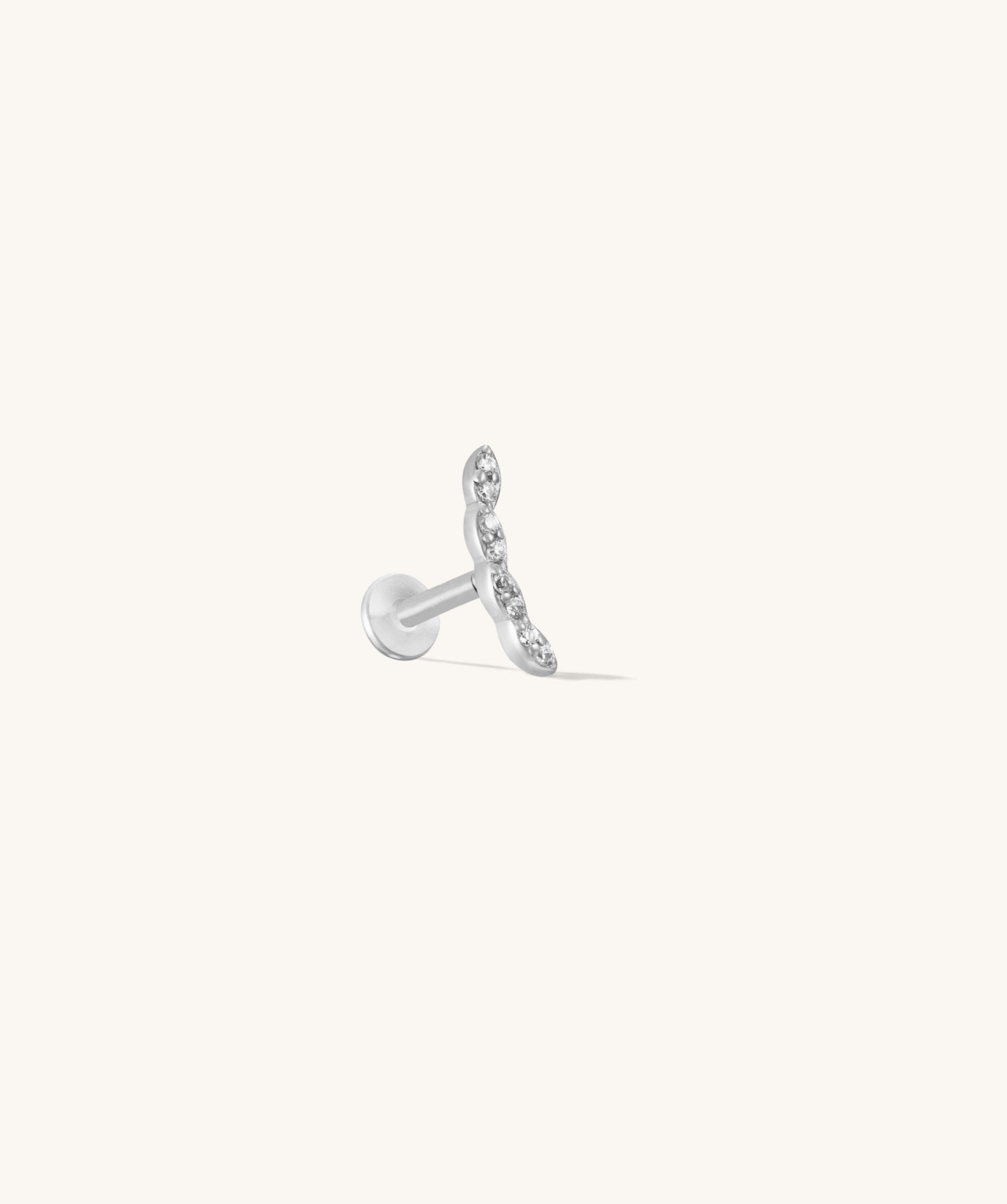 Leafy CZ Silver Flatback Stud