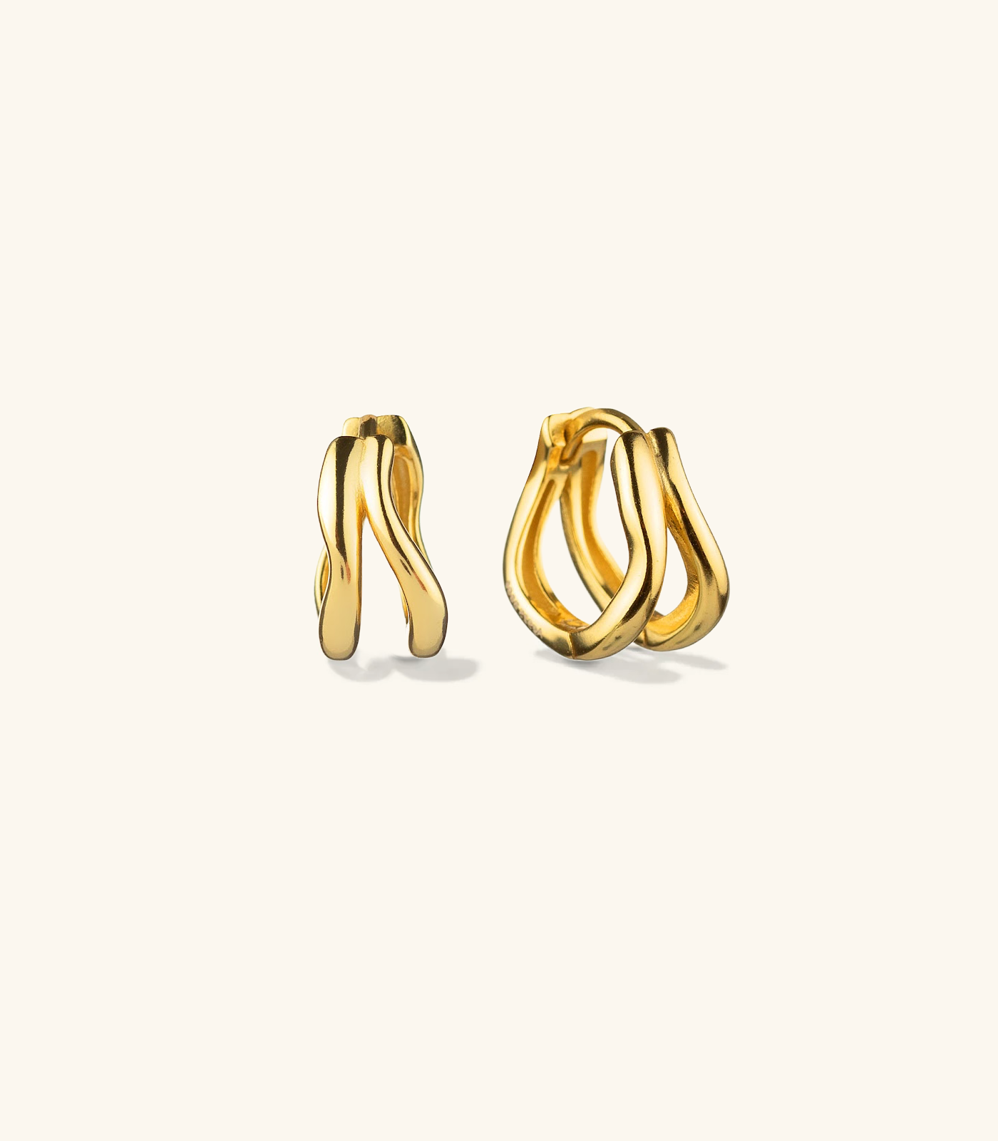 Duet Dome Wave Gold Hoops