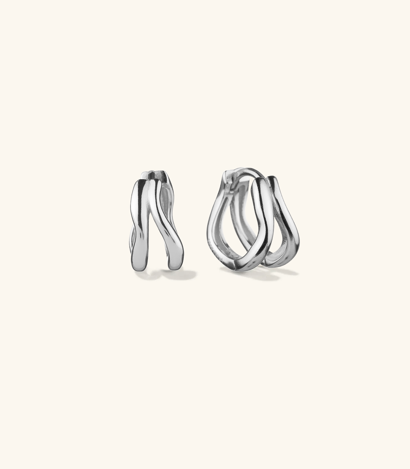 Duet Dome Wave Silver Hoops