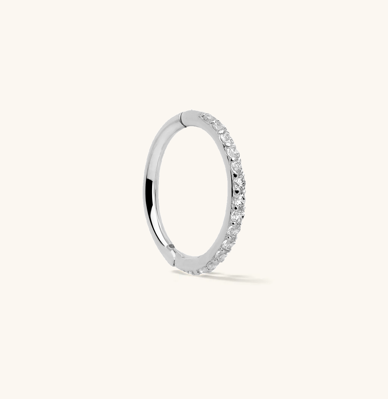 Conch CZ Silver Clicker Hoop