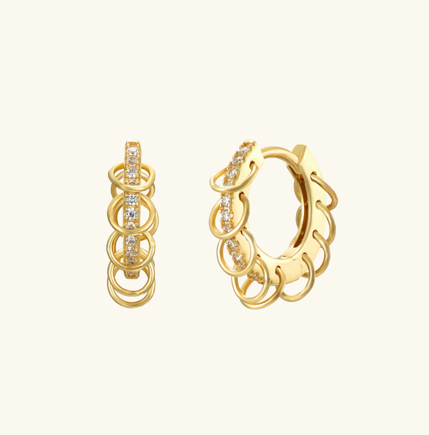 Punky Pavé Hoops in Gold