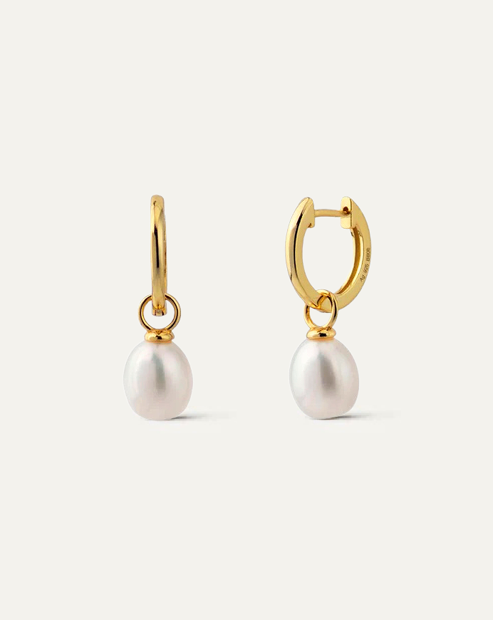 Lilou Pearl Charm Gold Hoops