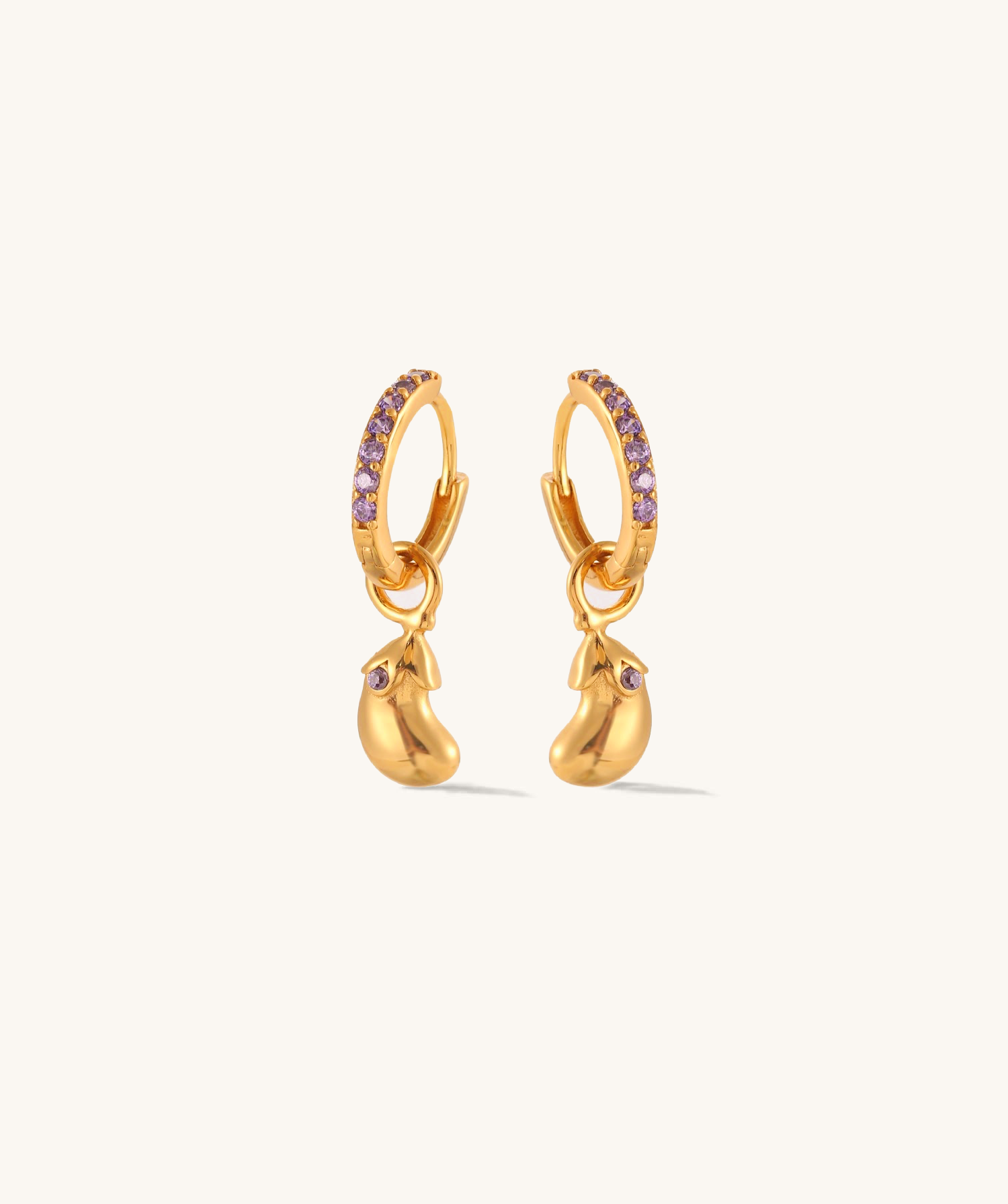 Aubergine Hoops in Gold
