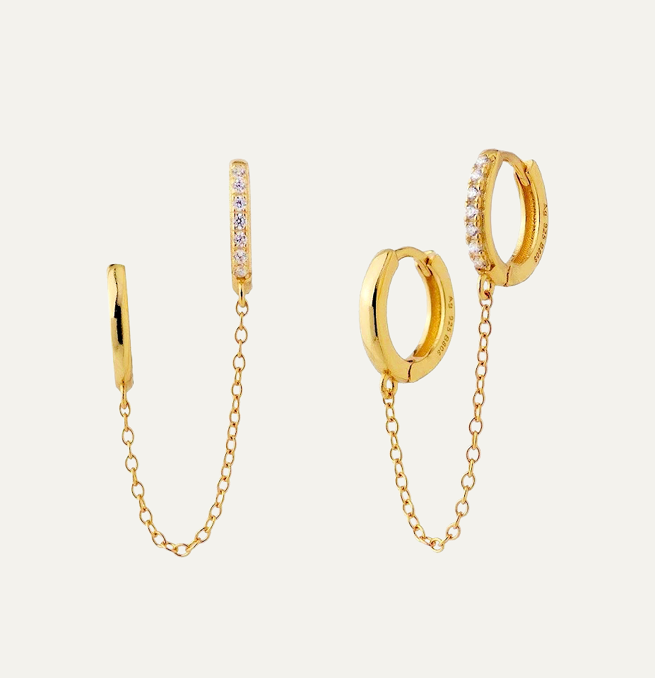 Gold CZ Double Hoop Chain Connector