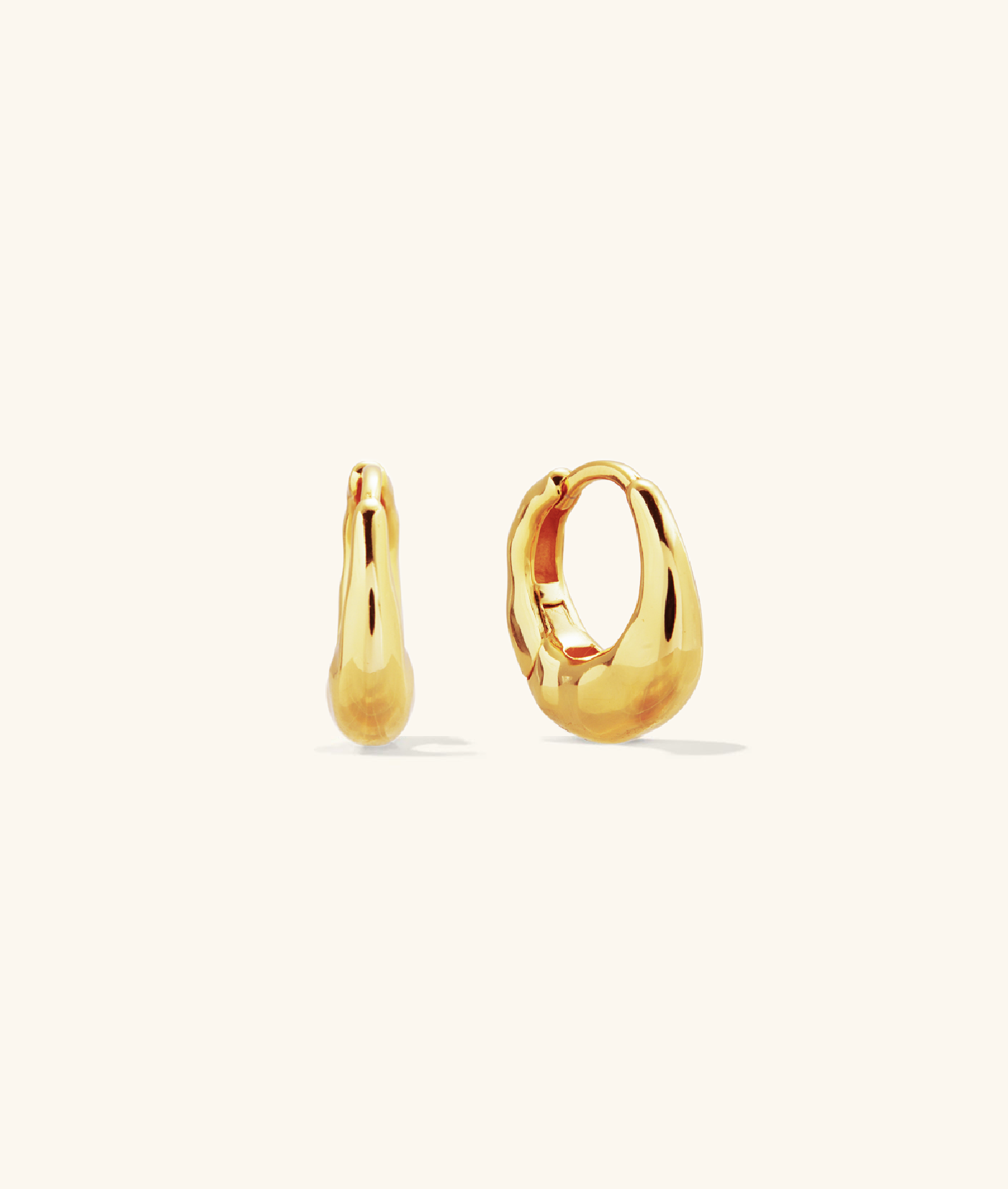 Hammered Oval Hoops in Gold