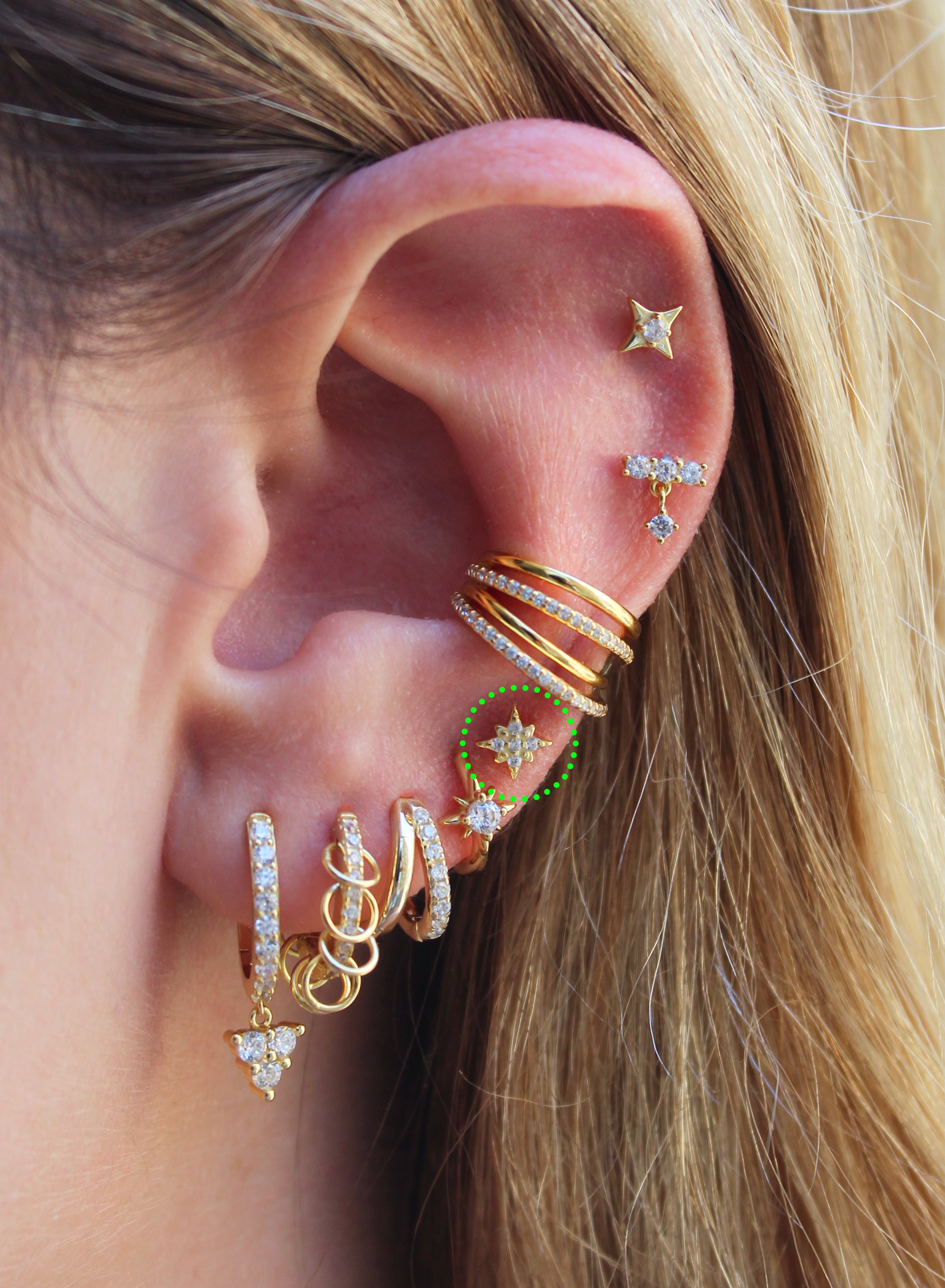 Polar Star Gold Flatback Stud