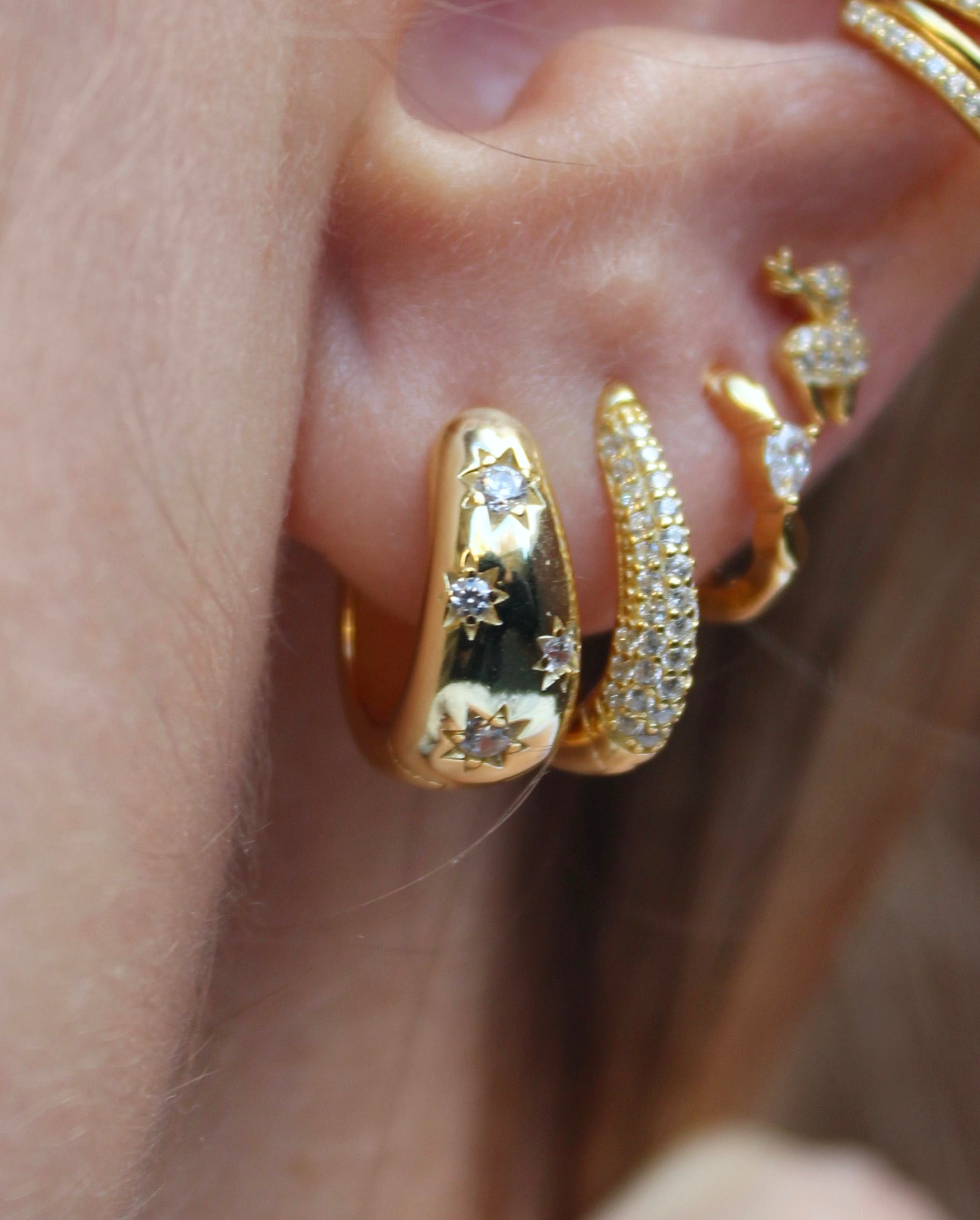 Dome Cosmic Star Gold Hoops