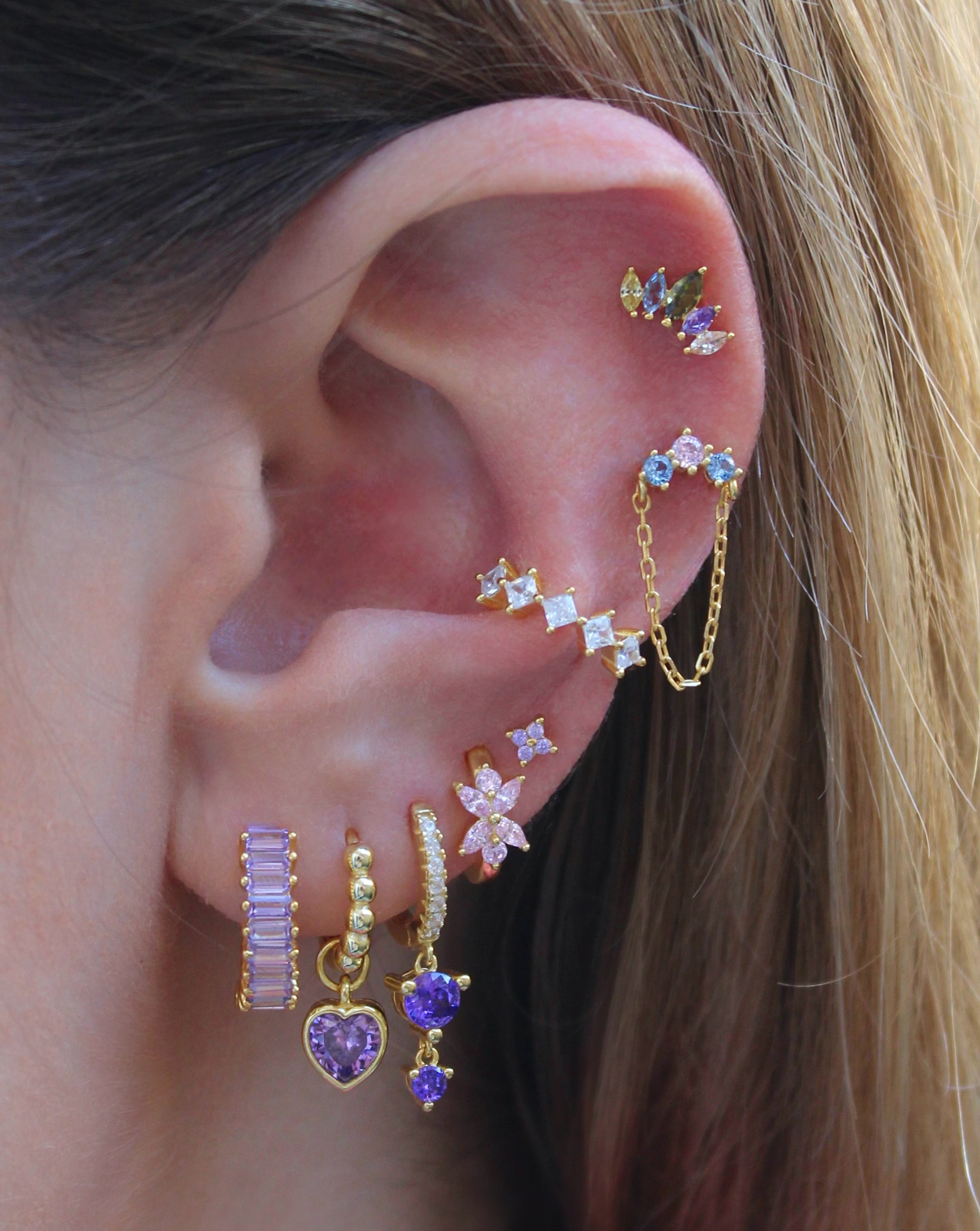 Orchid CZ Gold Hoops