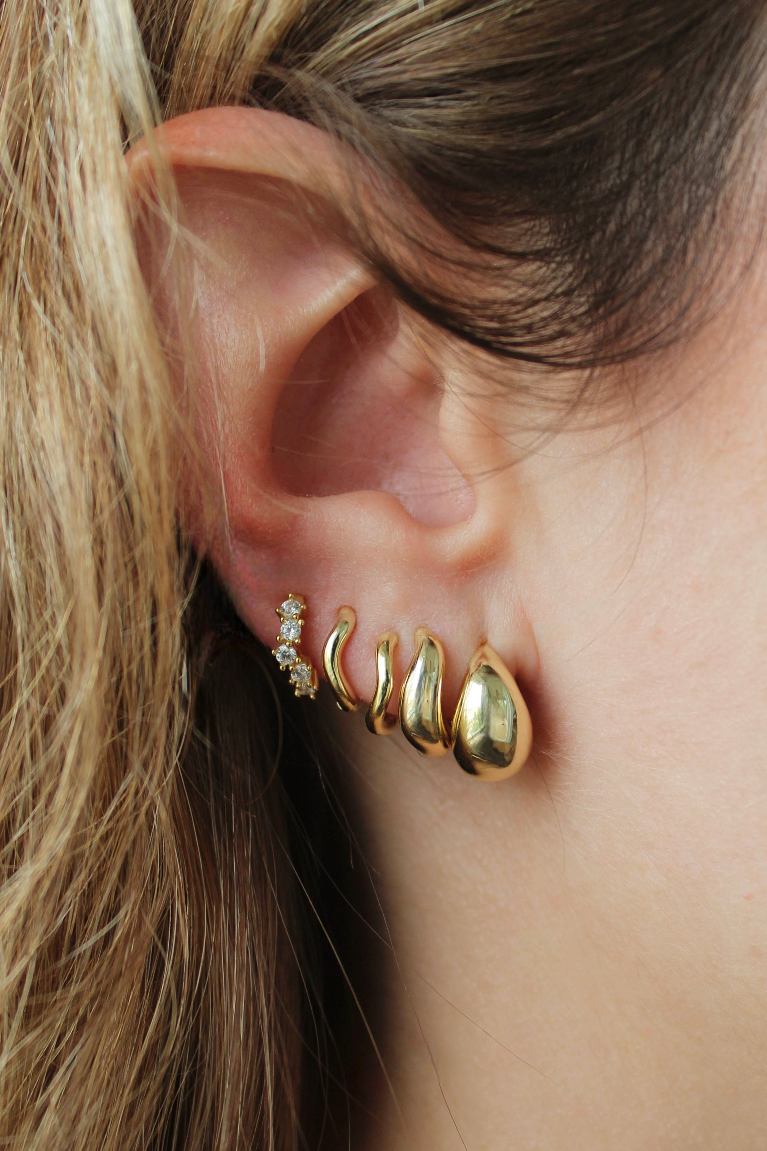 Melted Dome Earrings in Gold