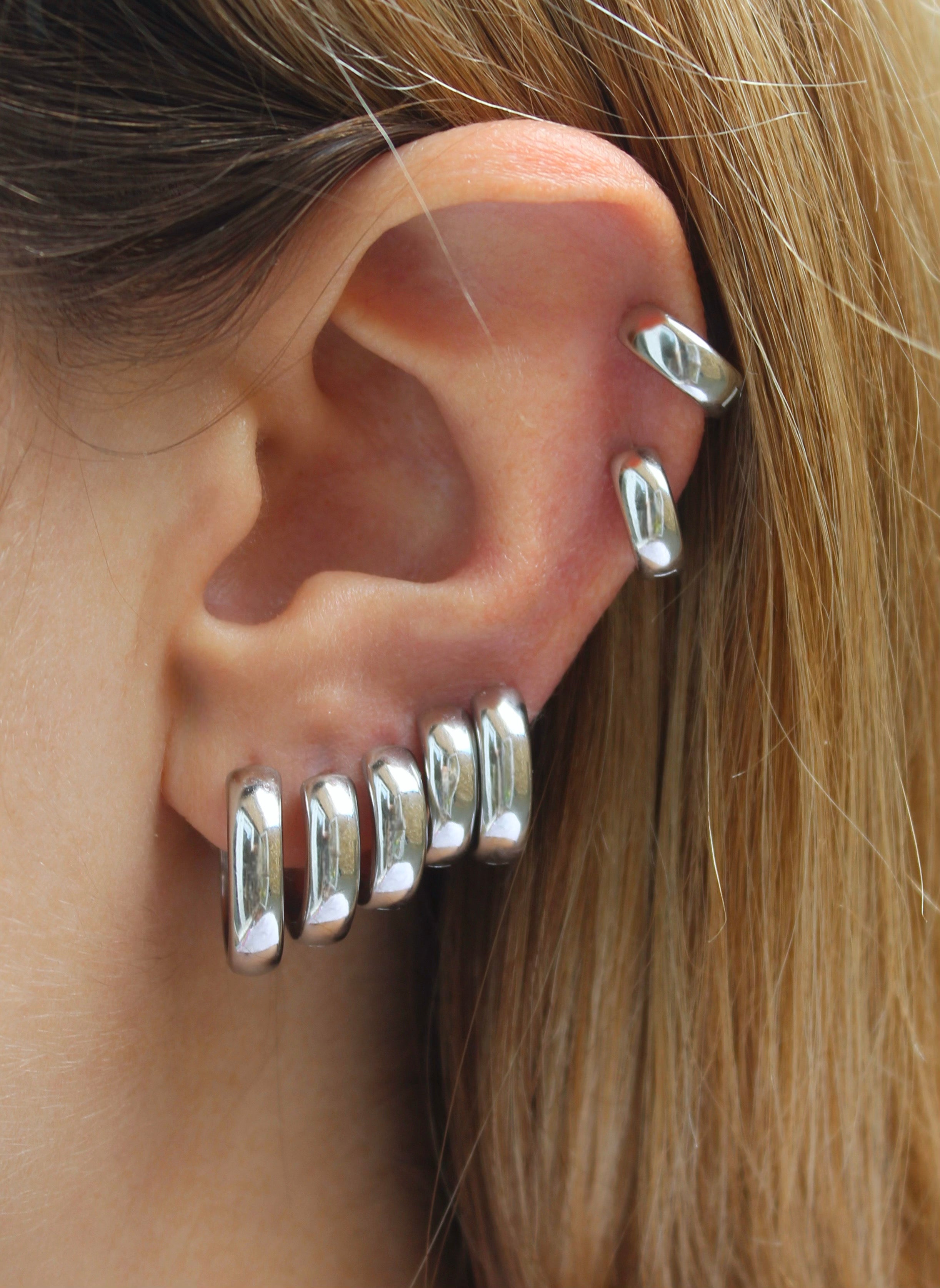 Chunky Silver Earrings Set