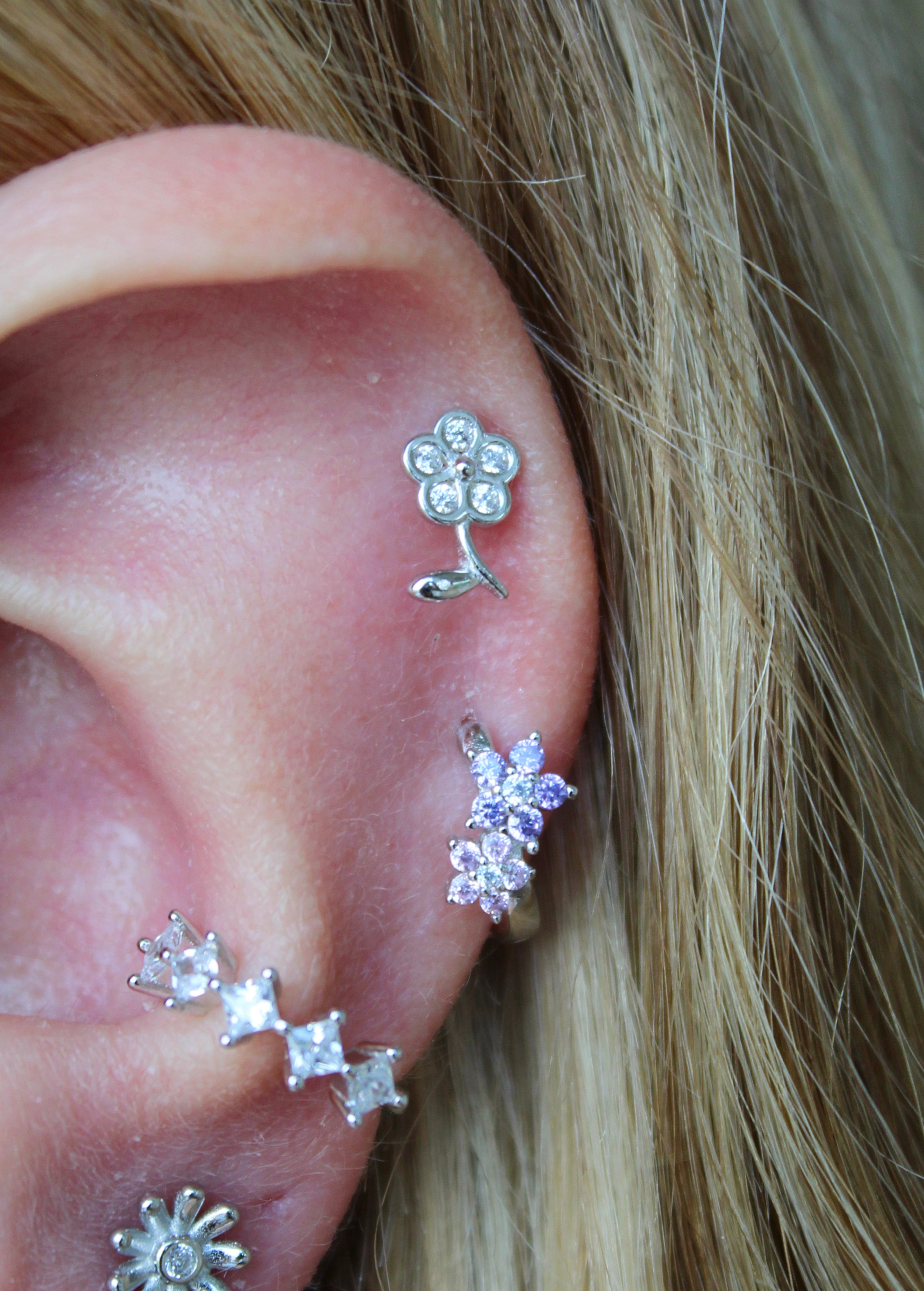 Wildflower Sparkle Studs in Silver
