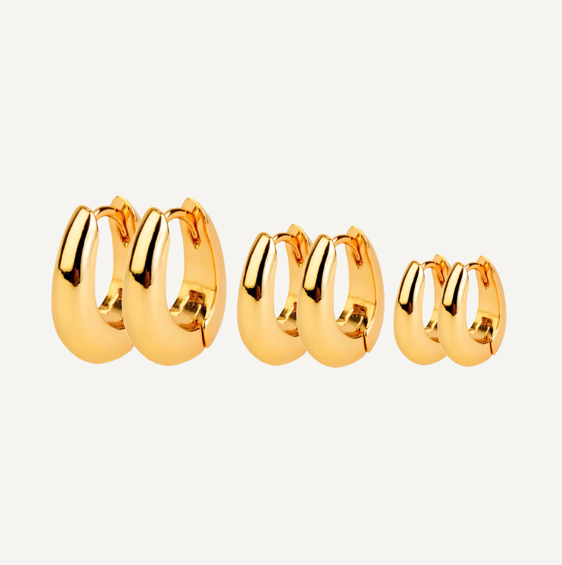 Gold Oval Classic Earrings Set