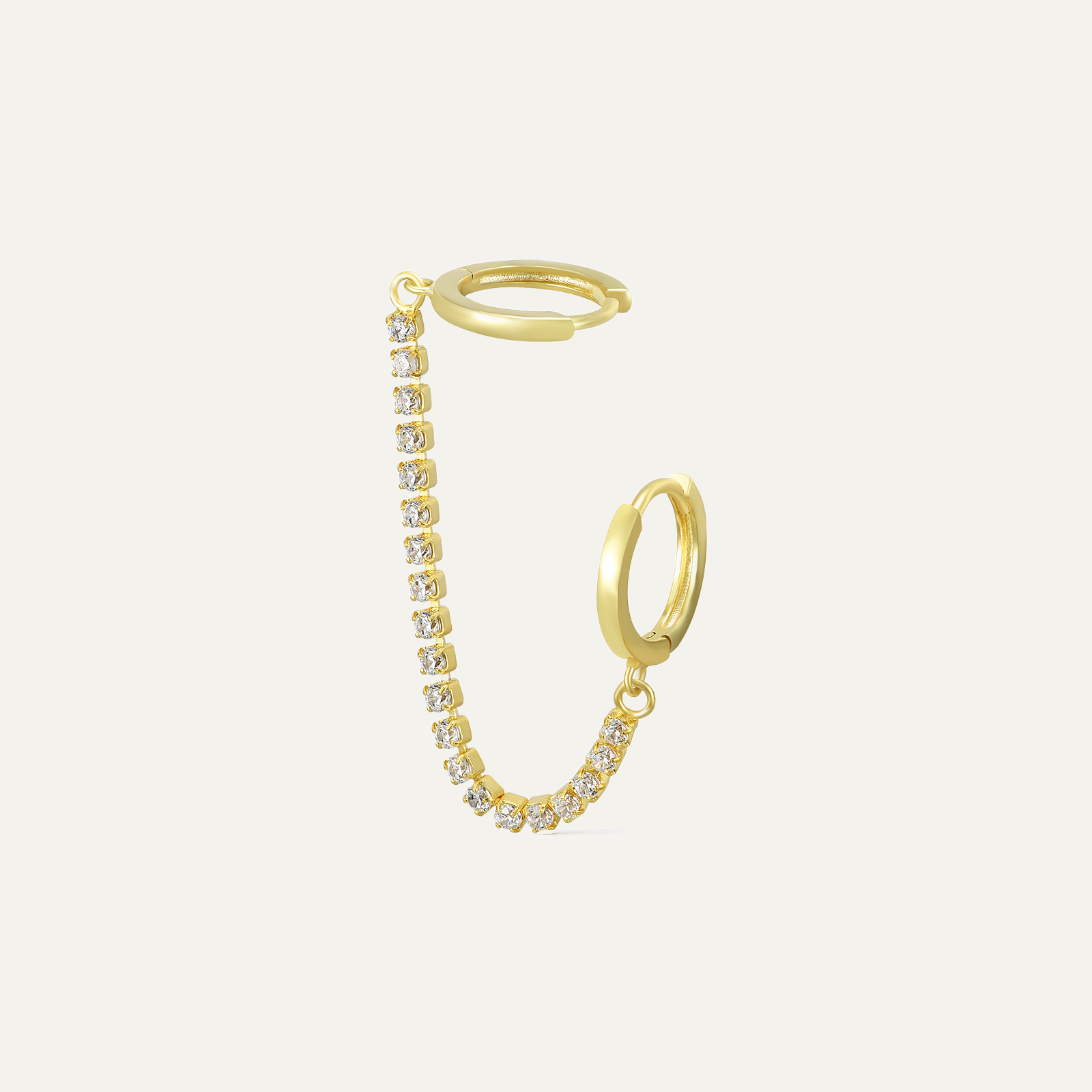 Pavé Chain Connected Gold Double Hoop