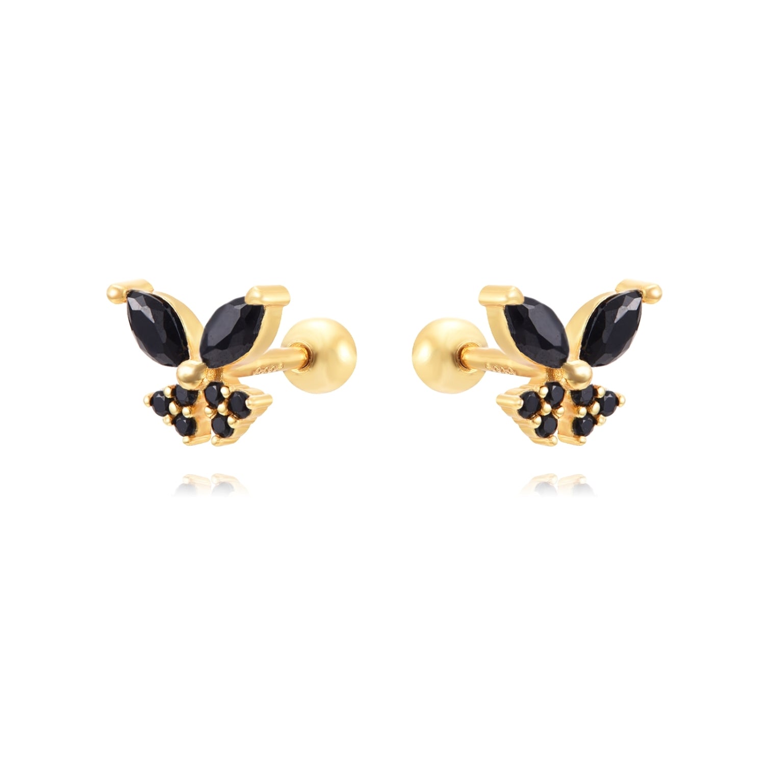 BK CZ Butterfly Gold Barbell Piercing