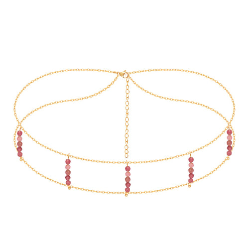 Pink Pearls Classic Double Gold Choker Necklace