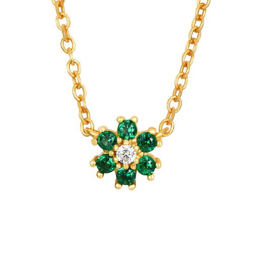 Necklace Daisy CZ Green Gold