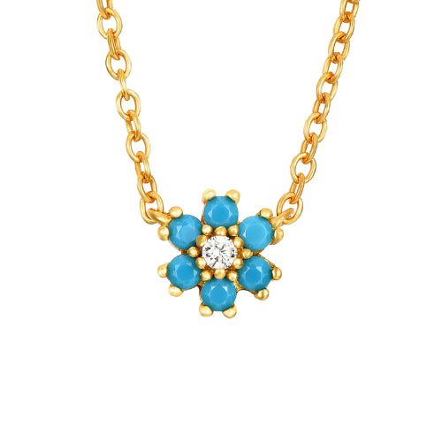 Turquoise Daisy Flower Gold Necklace