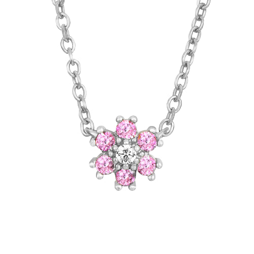 Daisy Necklace CZ Rose Rosewood Silver