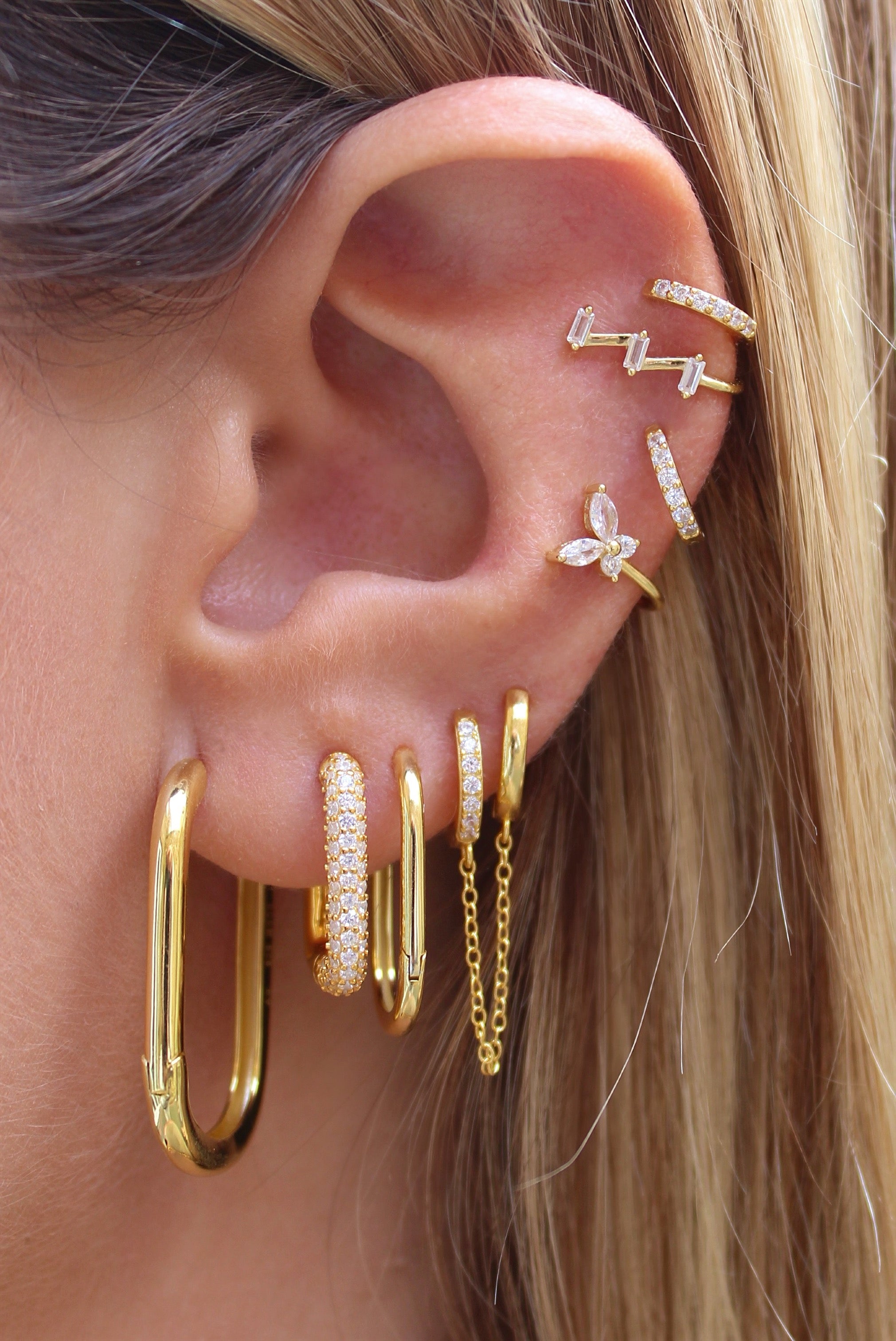 Big Rectangle Gold Earrings