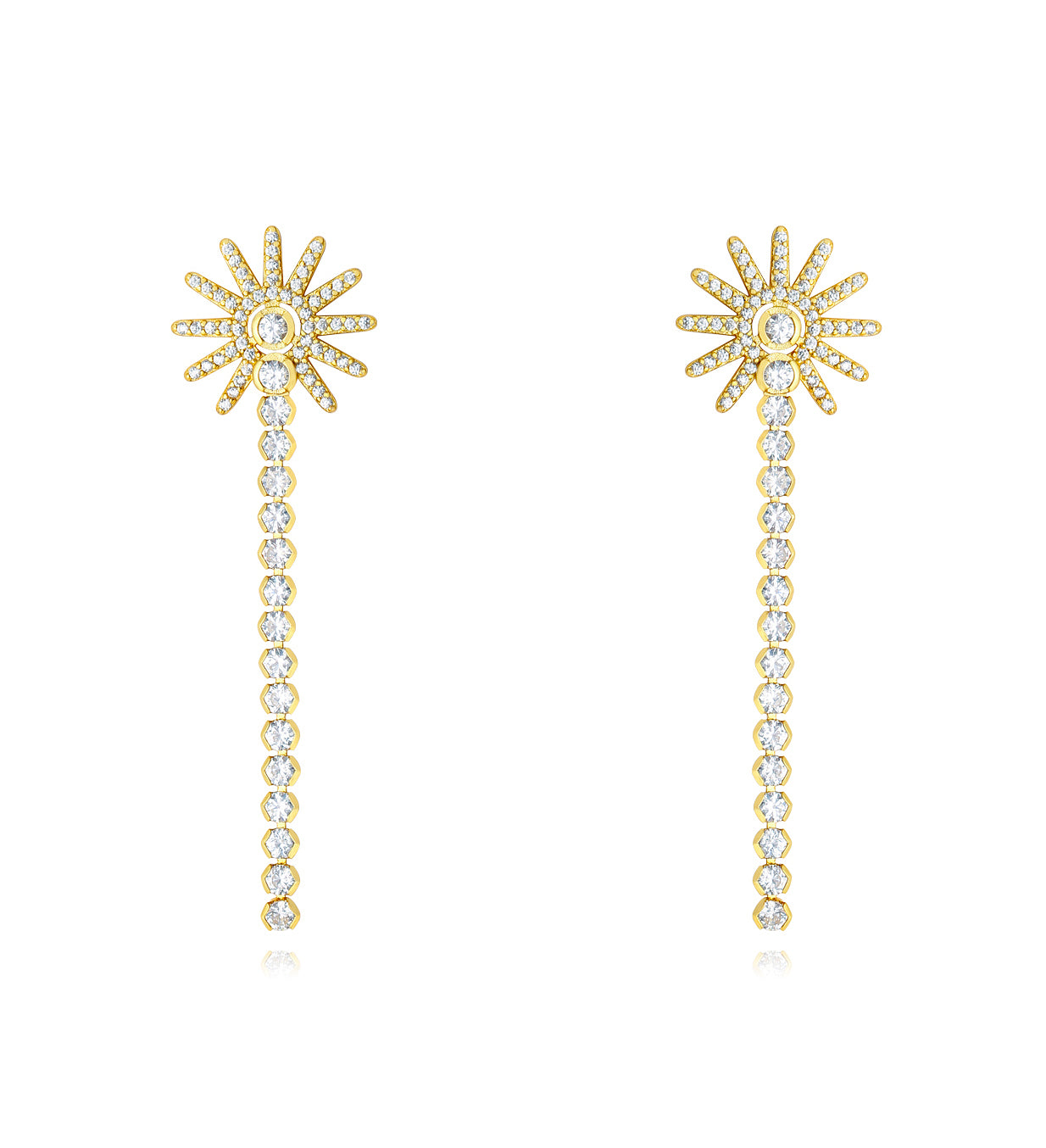 Sun CZ Gold Earrings