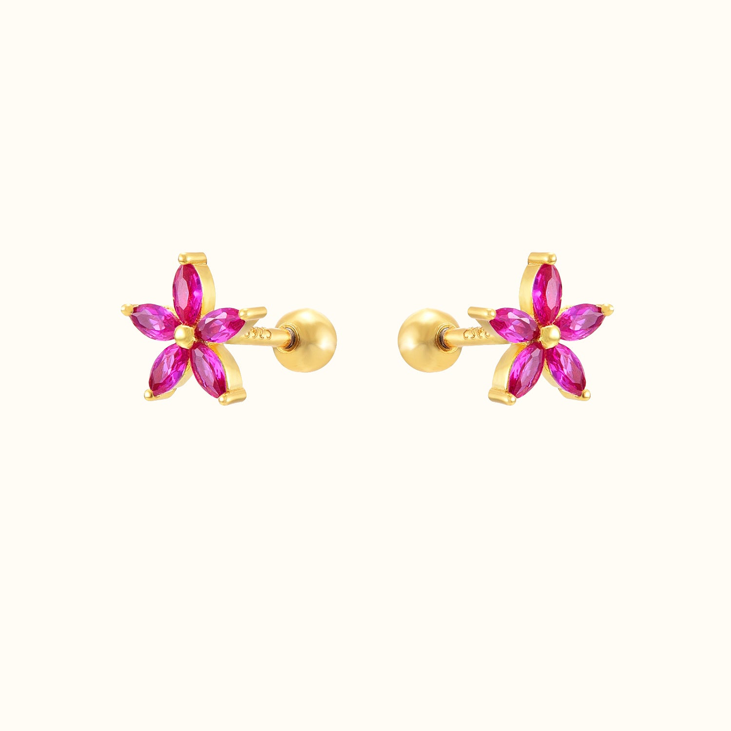 Ruby Starfish Gold Barbell Piercing