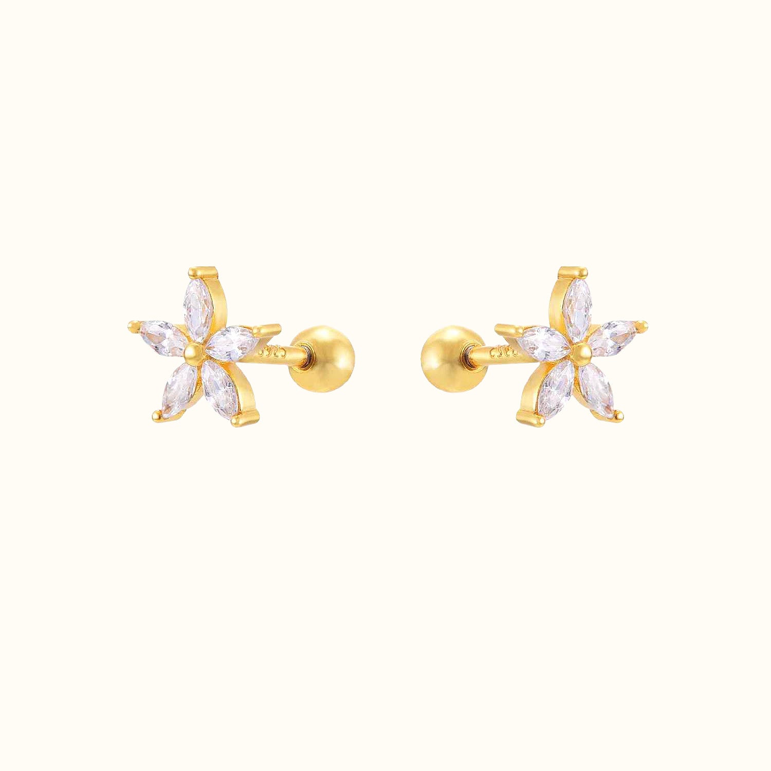 Starfish CZ Gold Barbell Piercing