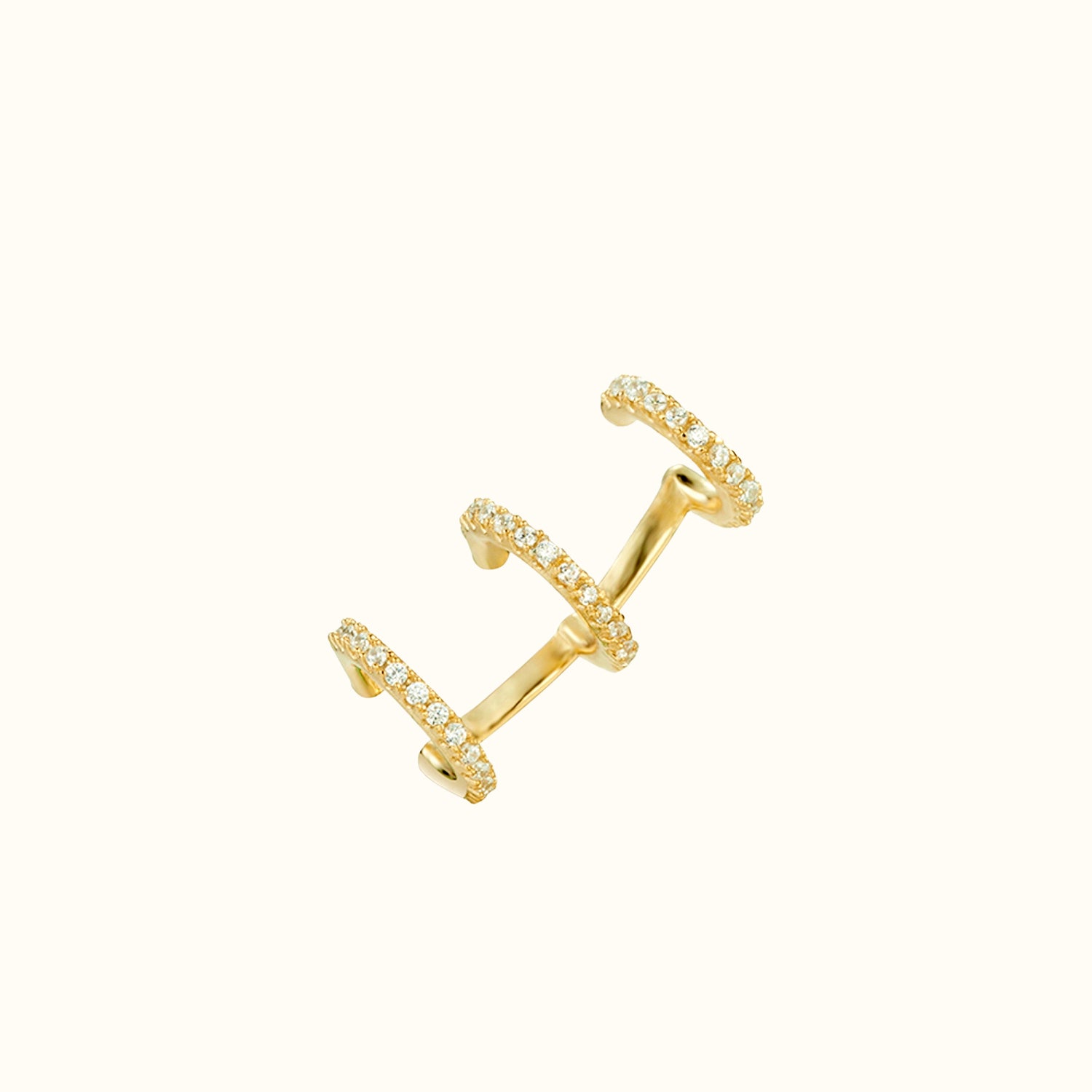 Ear Cuff Oro Triple Escalador CZ