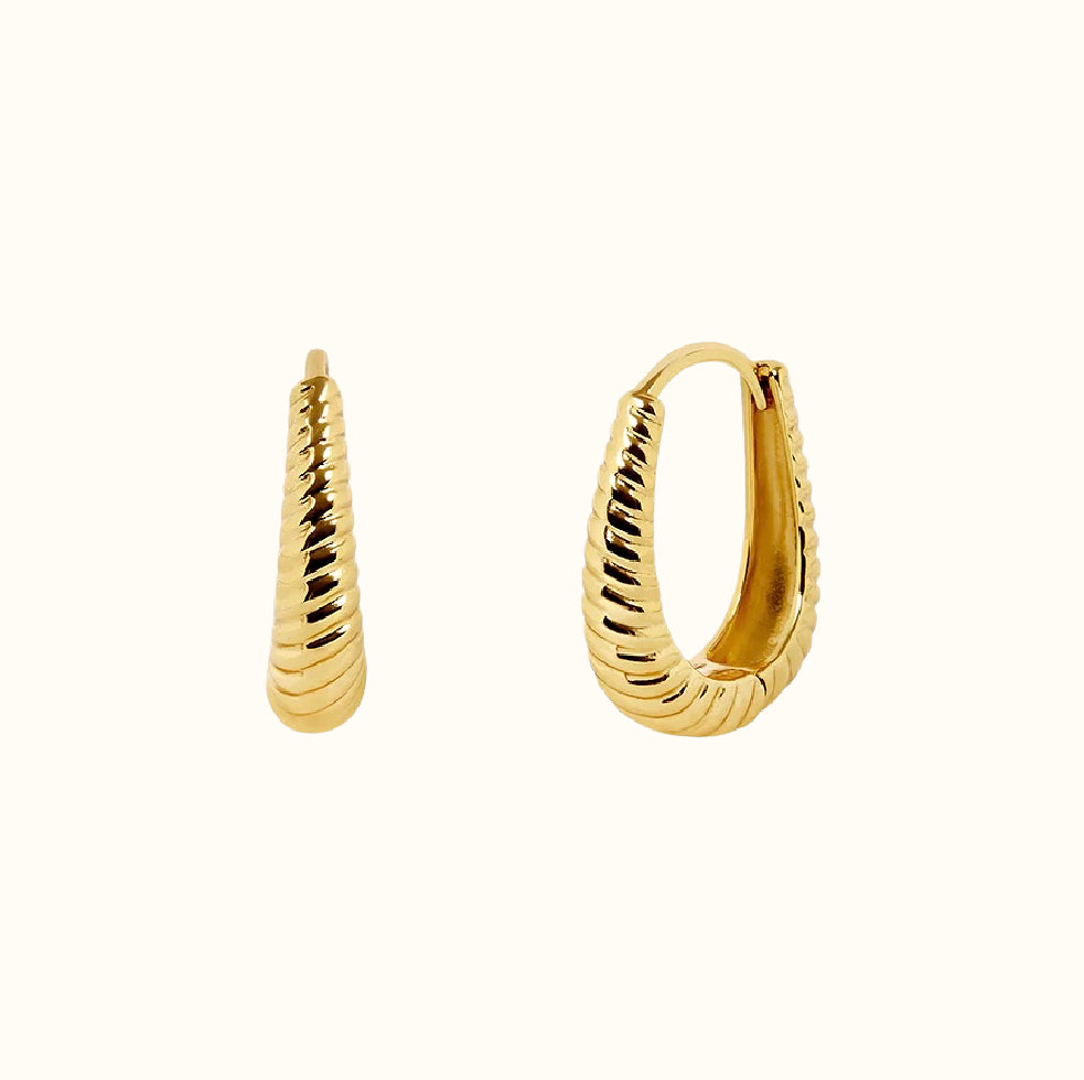 Oval Croissant Gold Hoop